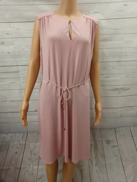 H&M Rose Pink Dress Sleeveless belted  Knee Length Size L