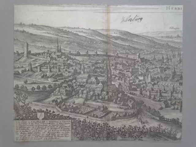 Herbipolis - Würzburg - Stadtansicht Bayern - Merian - Kupferstich - 1650