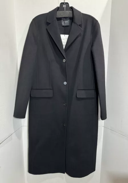 NWT THEORY Long Button Coat Double Face Luxe New Divide Black Sz S M0801442 $695