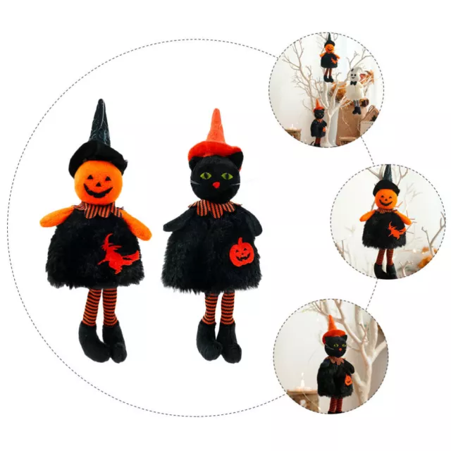 Hanging Pumpkin Witch Dolls Party Holiday Haunted House Prop 2pcs
