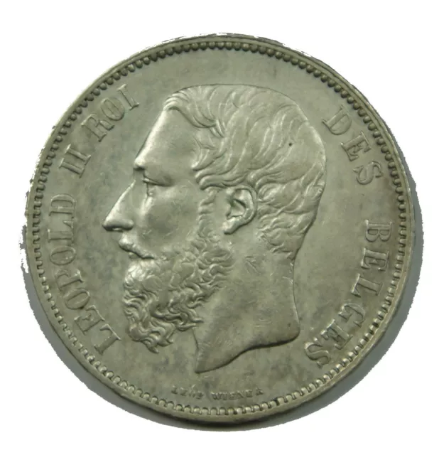 BELGIQUE - LEOPOLD II  5 Francs 1873 TTB Protège + espacé (FR1) 16p645-63