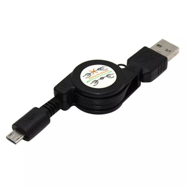 Retractable Micro USB A to USB 2.0 B Male Cable Sync Data Charger for Andr Black
