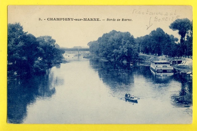 cpa FRANCE CHAMPIGNY sur MARNE Bords de Marne Bateau Lavoirs Restaurant BORDIER