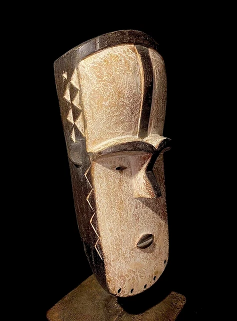 MASQUE TRIBAL AFRICAIN sculpté à la main sculpture en bois décor d'art cérémo... EUR 120,89 - FR