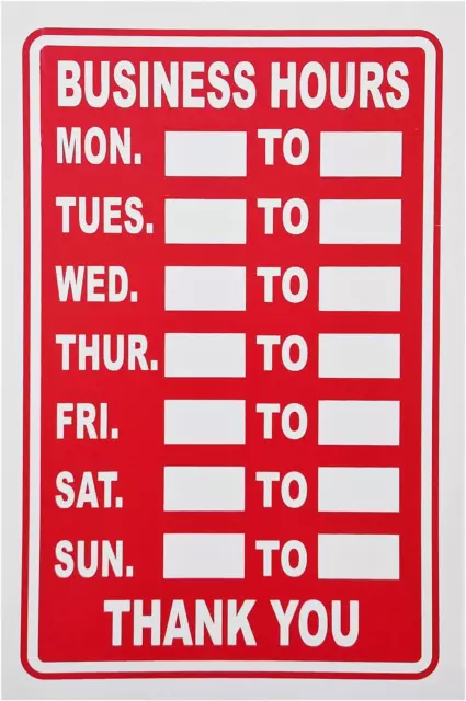 Swift Business Hours Sign Red High Contrast Opening Closing Times Shop Door