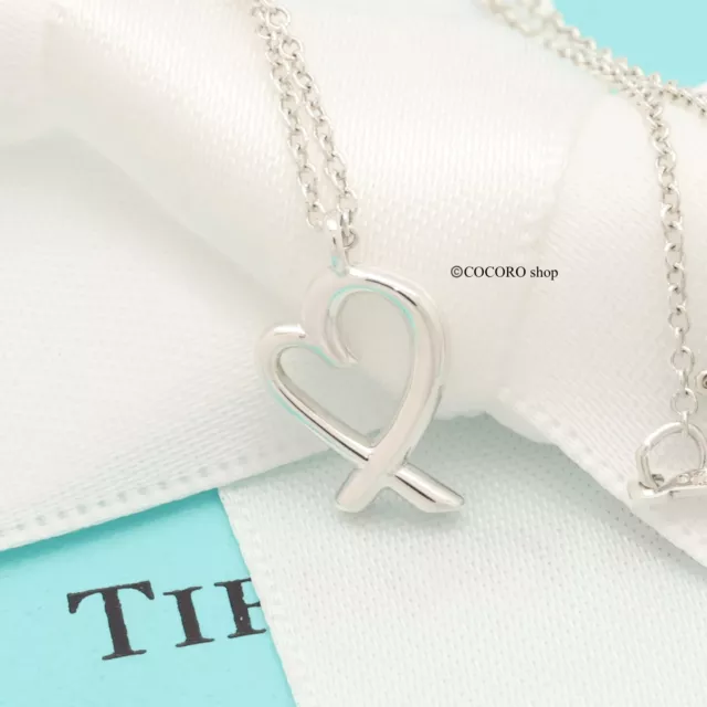 Tiffany & Co. Picasso MINI Loving Heart Pendant Necklace 17.2" Silver w/Pouch