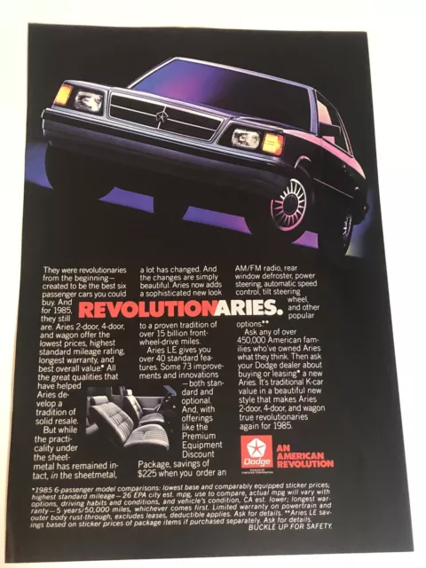 Vintage Dodge Aries Print Ad  Advertisement 1985 pa1