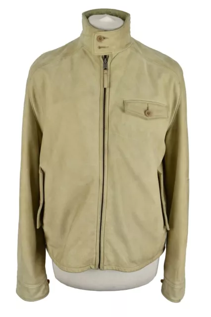 GAP Beige Leather Jacket size XS Mens Outerwear Outdoors Menswear Real Leather