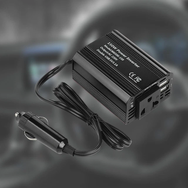 150W Automobile Inverter Converter 12V 110V/220V for Car Audio TV (Black EU) FS2