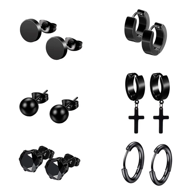 5 Paires De Boucles D'oreilles Acier Inoxydable Plume – 14 Mm – Pour Homme Et Femme