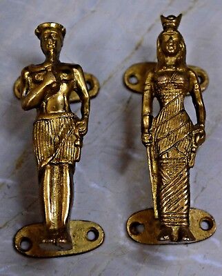 King Queen Figure Door Handle Brass Golden For Chess Lover Unique Design BM80