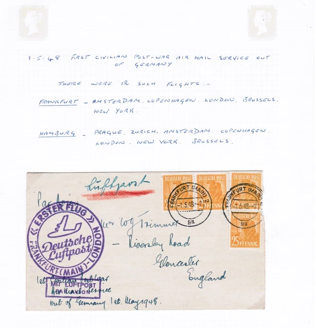 ALLEMAGNE 1948 1ÈRE aprèsguerre couverture de service de courrier