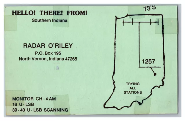 Postcard QSL CB Ham Radio Amateur Card From North Vernon Indiana