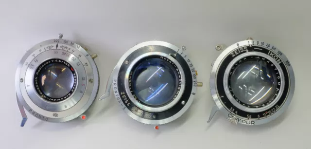 8 Objektive und Zentralverschlüsse für 6x9cm Faltkameras