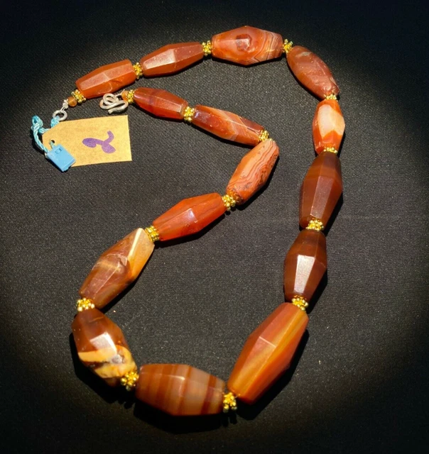 Antique old Beads carnelian Angkor Cambodian antiquity amulet jewelry strand 12
