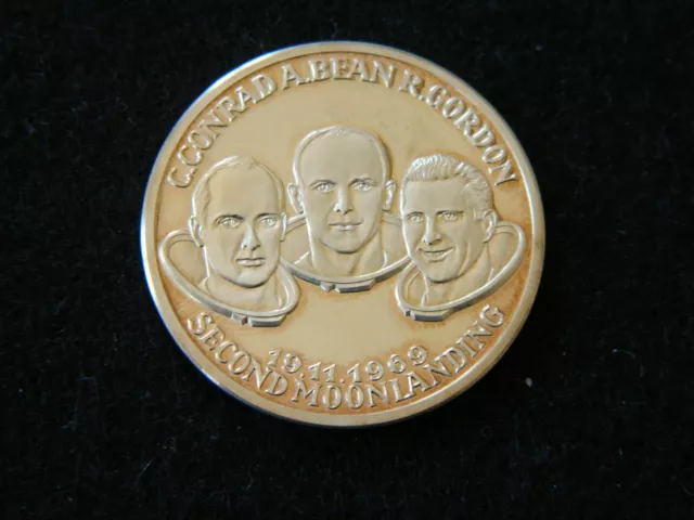 Nachlass-sehr gute Münze/Medaille-Apollo XII-Mondlandung-echt Silber-1969-Rar