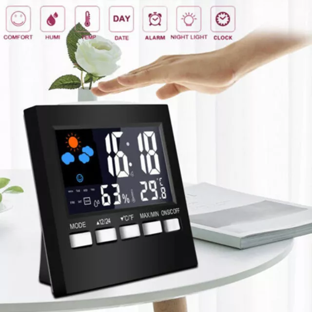 Home Wireless Weather Station Alarm Clock Thermometer Hygrometer Barometer