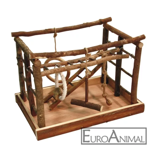 Vogelspielplatz 35x25x25cm NATURHOLZ Leiter Sittich Sitzstange Ring Bausatz