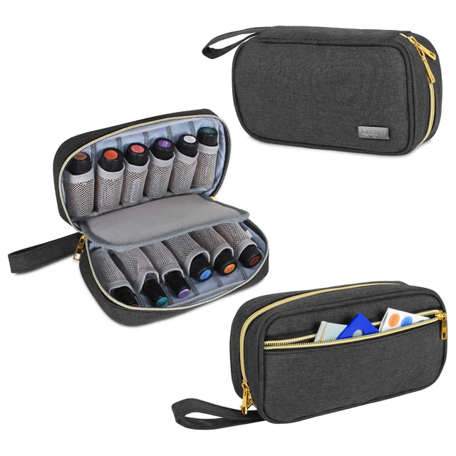 Estuche de transporte de aceites esenciales - contiene 12 botellas (5 ml-15 ml, incluida la botella de rodillo