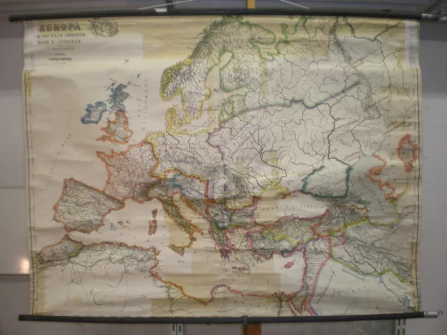 School Wall Map Beautiful Old Europakarte The Year 350 60 5/8x45 5/16in ~ 1935