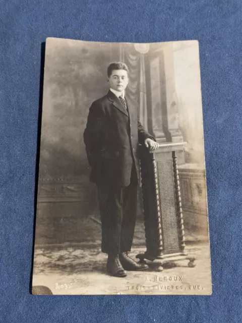 Antique Picture Postcard of a Young Man Trois-Rivieres Quebec