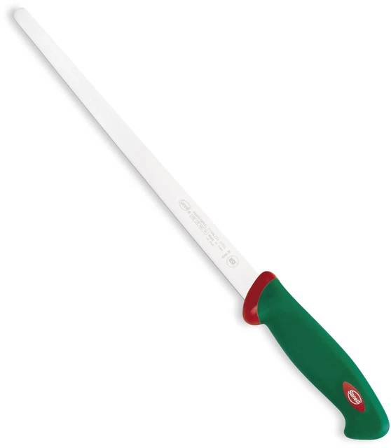 37704 Sanelli Premana Coltello Per Salumiere Strettissimo Manico Verde E Rosso C