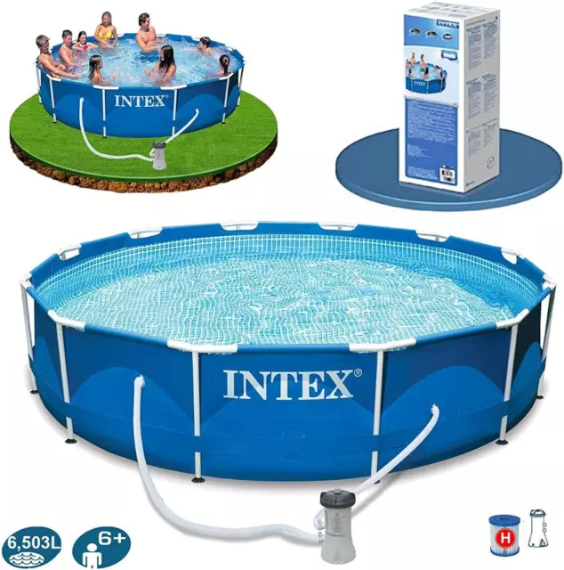 Intex 28212 12ft x 30in Deep Round Metal Frame Pool with filter pump (Open Box) 3