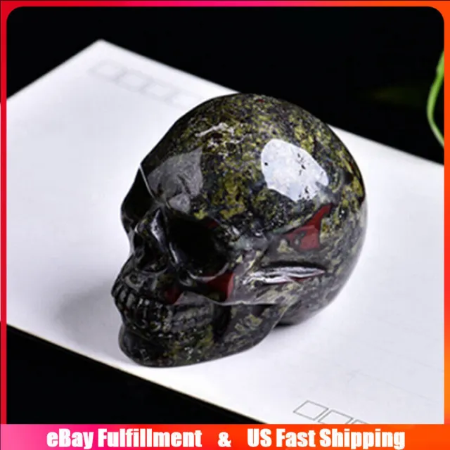Natural Dragon Blood Stone Skeleton Quartz Crystal Carved Skull Healing Reiki US