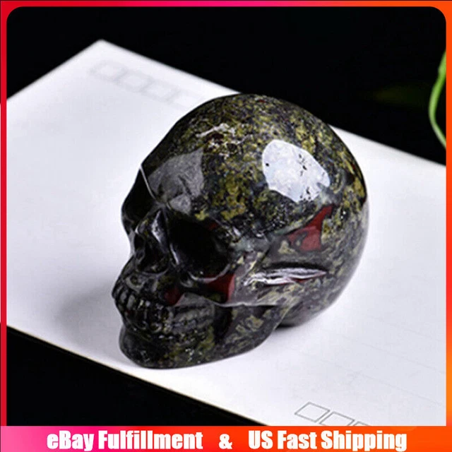 Natural Dragon Blood Stone Skeleton Quartz Crystal Carved Skull Healing Reiki US