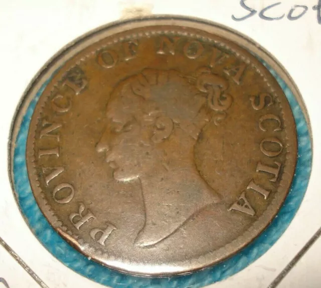 1840 Canada Nova Scotia - Queen Victoria - Half Penny Token - Free Shipping