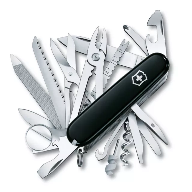 Victorinox Swiss Champ Noir - Couteau Suisse De Poche 91 Mm - 33 Fonctions