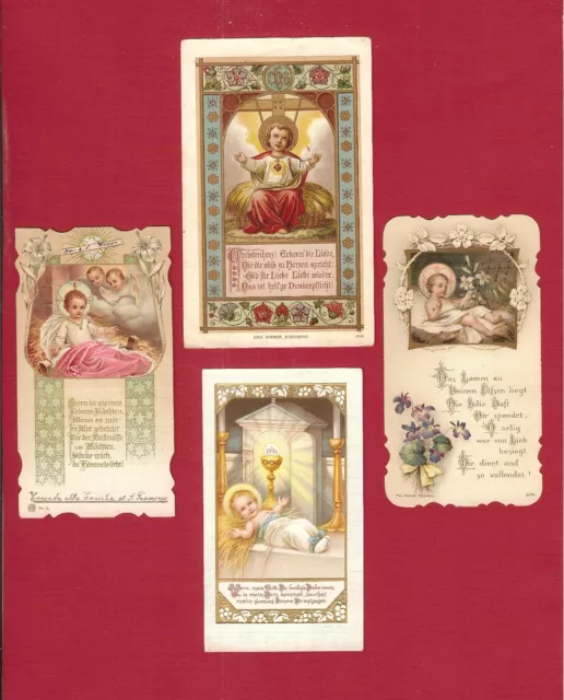 4 Andachtsbilder holy cards mit Jesukind