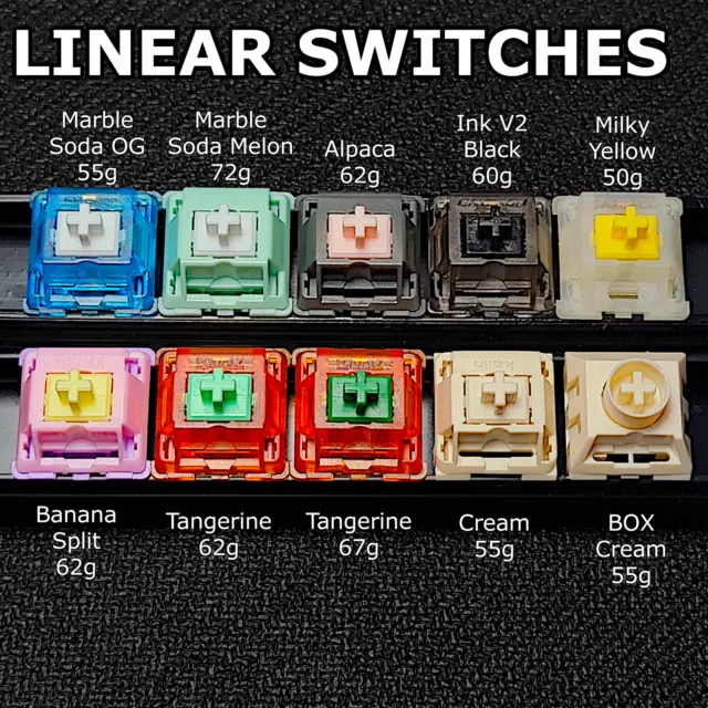 LINEAR Mechanical Keyboard Switch Tester SAMPLE PACK - Creams, Tangerine, Alpaca