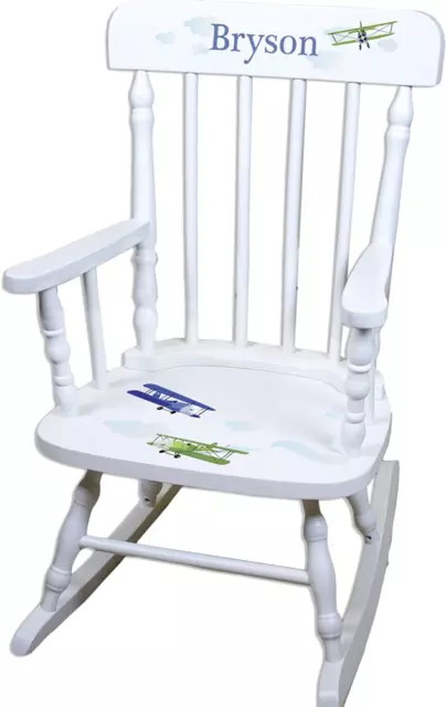 Children's Personalized White Airplane Rocking Chair