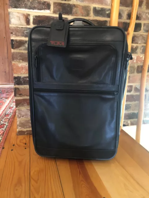 Tumi Black Nappa Leather Two Wheller 20" Carryon Luggage