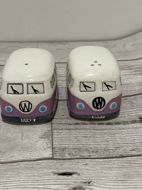 Volkswagen VW Camper Van Salt And Pepper Pot/shaker Pink/purple/lilac  & White