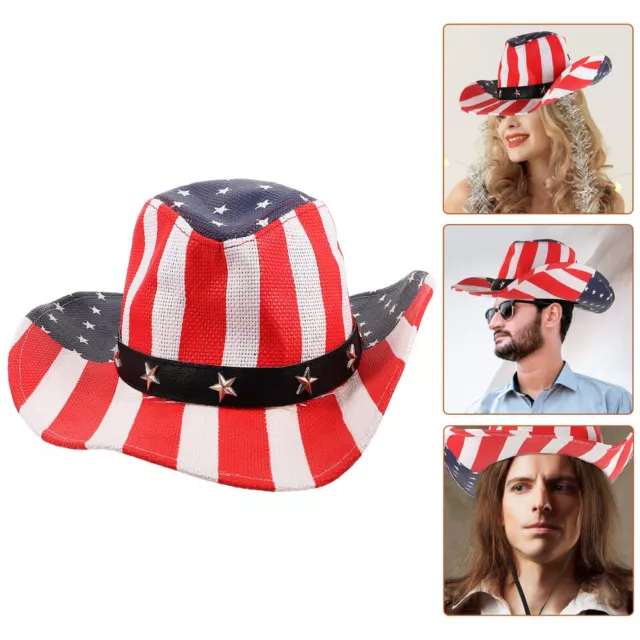 Cappello folcloristico patriottico 4 luglio costume cappello da cowgirl statunitense decorazioni donna
