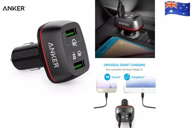 Anker 42W SUPER FAST QC 3.0 Car Charger PowerDrive+ Speed Dual USB Quick Charge
