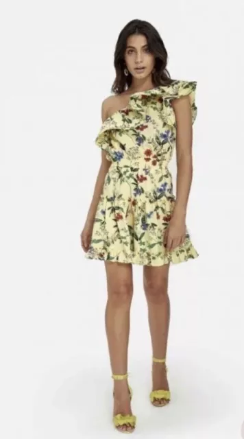 SHEIKE BNWT Ditsy Lemon Floral One Shoulder Dress Size 10 RRP $159.95
