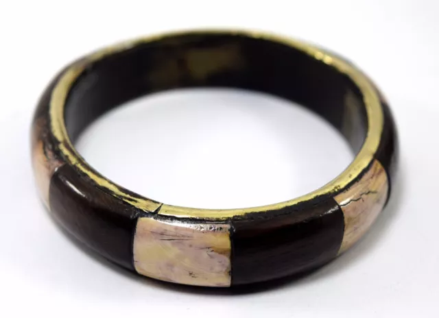 Real Vintage Indian Jewelry Brass Bangle Wood Ivr Fittings Bracelet i8-49