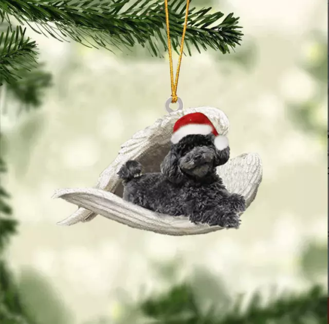 Poodle Black Sleeping Angel C Flat 2D Acrylic Ornament Christmas Gift Decoration