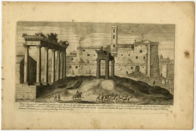 Antique Print-FORUM ROMANUM-ROME-TEMPLE-TITUS-SATURN-Duperac-Sadeler-1606