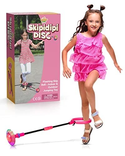 Skip It Ankle Toy Pink Flashing Retro Skipit Toy Hopper Ball - Jump Rope Improve