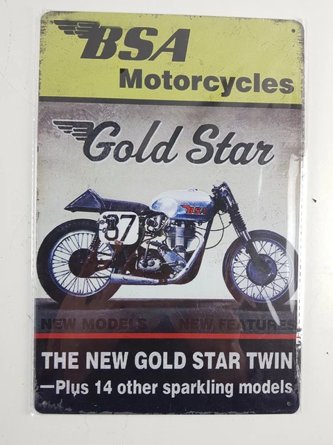 Plaque metal décoration vintage garage auto moto BSA MOTORCYCLES GOLD STAR