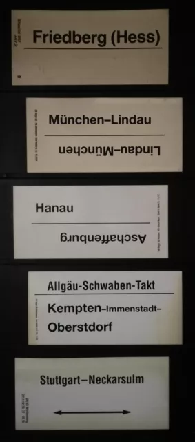 5 original verschiedene Zuglaufschilder (groß) von früher - Außenschilder