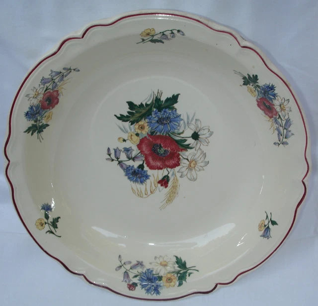 Grand Plat à Cake Sarreguemines – Faïence Vintage Motif Fleuri, Ancien Et Décoratif