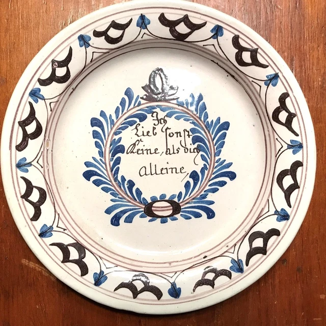 Antique 18ThC German Pottery With Script