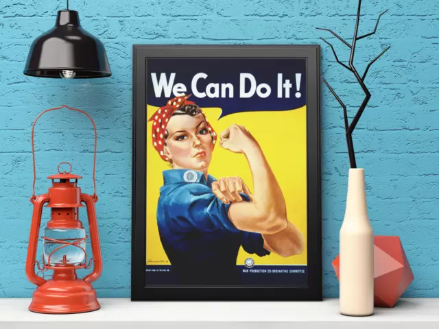 Rosie the Riveter Poster "We Can Do It" | WW2 Propaganda Art Framed or Unframed