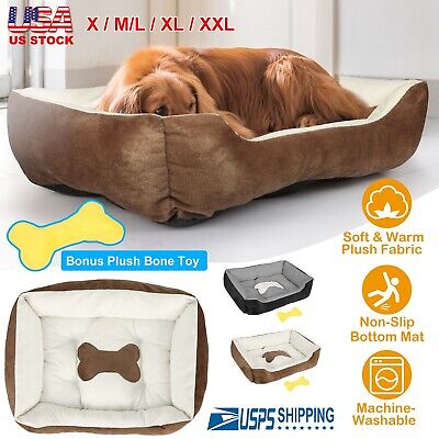 Pet Dog Bed Soft Warm Puppy Cat Kennel Plush Sofa Bed Cozy Nest Cushion Mat