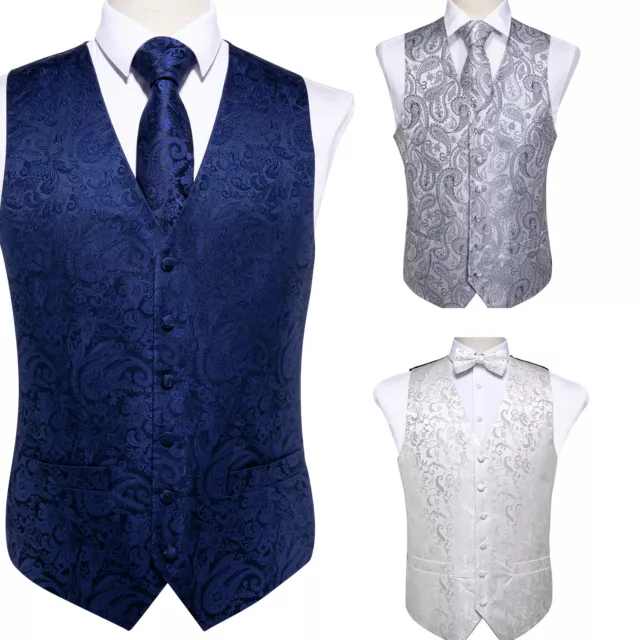 DiBanGu Mens Waistcoat Tie Set Paisley Necktie Bowtie Formal Wedding Tuxedo Vest